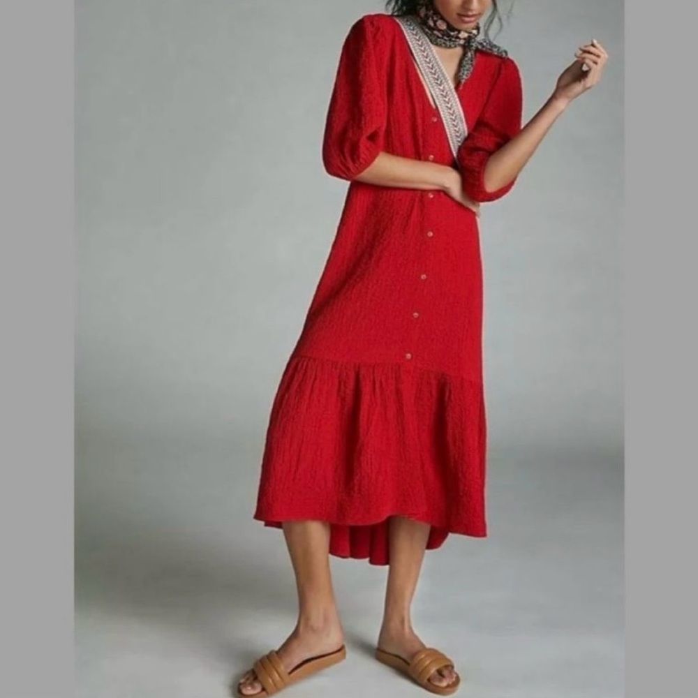 Maeve by Anthropologie red maxi dress